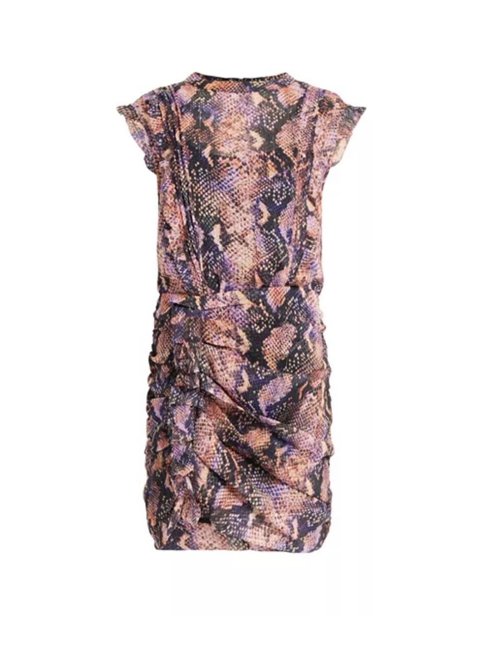 All Saints Snake-Print Cap Sleeve Dress in Purple and Brown Size 8